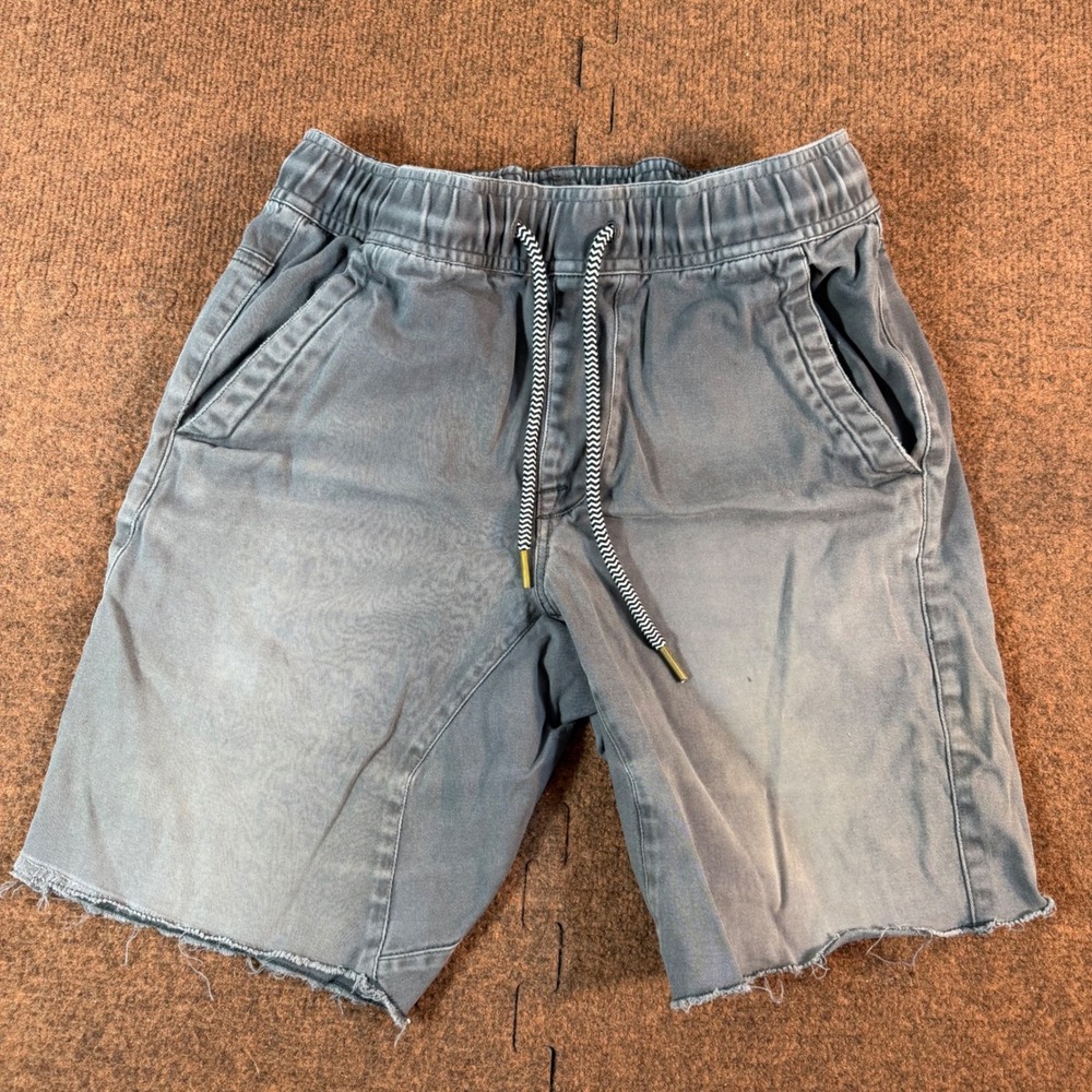 Volcom Shorts Mens Small Gray Elastic Waist Drawstring Raw Hem Skate Casual 3078